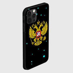 Чехол для iPhone 12 Pro Max Герб РФ голубые краски, цвет: 3D-черный — фото 2