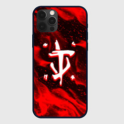 Чехол iPhone 12 Pro Max Doom logo fire