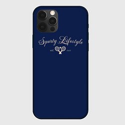 Чехол iPhone 12 Pro Max Sporty lifestyle синий фон для тенниса