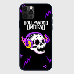 Чехол для iPhone 12 Pro Max Hollywood Undead неоновый череп, цвет: 3D-черный