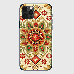 Чехол для iPhone 12 Pro Max Русские классические узоры и орнамент, цвет: 3D-черный