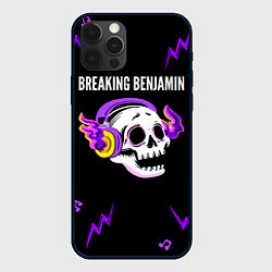 Чехол iPhone 12 Pro Max Breaking Benjamin неоновый череп