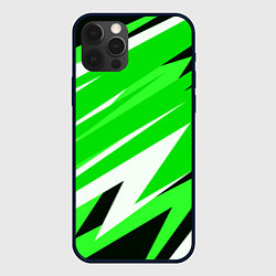 Чехол iPhone 12 Pro Max Geometry stripes green