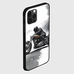 Чехол для iPhone 12 Pro Max Крутой байкер скетч, цвет: 3D-черный — фото 2
