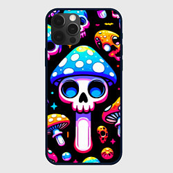 Чехол для iPhone 12 Pro Max Ice cream skull and fly agaric - ai art fantasy, цвет: 3D-черный