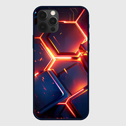 Чехол для iPhone 12 Pro Max Неоновые соты с кубами, цвет: 3D-черный