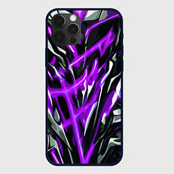 Чехол для iPhone 12 Pro Max Фиолетовая энергетическая абстракция, цвет: 3D-черный