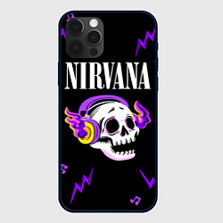 Чехол для iPhone 12 Pro Max Nirvana неоновый череп, цвет: 3D-черный