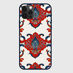 Чехол для iPhone 12 Pro Max Узор красно-синий на белом фоне, цвет: 3D-черный