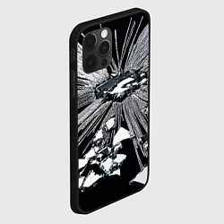 Чехол для iPhone 12 Pro Max Серебряная абстрактная фигура на черном фоне, цвет: 3D-черный — фото 2