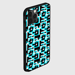Чехол для iPhone 12 Pro Max Бело-голубые фигуры на чёрном фоне, цвет: 3D-черный — фото 2