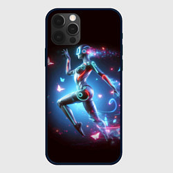 Чехол iPhone 12 Pro Max Cyber girl and butterflies - neon glow fantasy