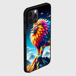 Чехол для iPhone 12 Pro Max Полигональный лев в горах - нейроарт, цвет: 3D-черный — фото 2