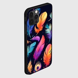 Чехол для iPhone 12 Pro Max Разноцветные переливающиеся перья, цвет: 3D-черный — фото 2