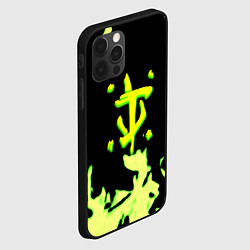 Чехол для iPhone 12 Pro Max Doom кислотное лого огонь, цвет: 3D-черный — фото 2