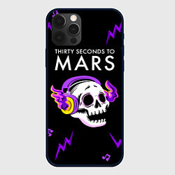 Чехол iPhone 12 Pro Max Thirty Seconds to Mars неоновый череп