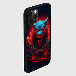 Чехол для iPhone 12 Pro Max Агрессивный волк в цепях, цвет: 3D-черный — фото 2