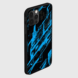 Чехол для iPhone 12 Pro Max Blue stripes on a black background, цвет: 3D-черный — фото 2