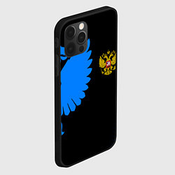 Чехол для iPhone 12 Pro Max Герб РФ синий, цвет: 3D-черный — фото 2