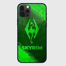 Чехол для iPhone 12 Pro Max Skyrim - green gradient, цвет: 3D-черный