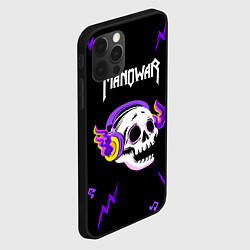 Чехол для iPhone 12 Pro Max Manowar неоновый череп, цвет: 3D-черный — фото 2
