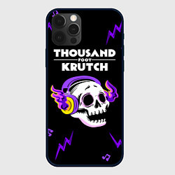 Чехол для iPhone 12 Pro Max Thousand Foot Krutch неоновый череп, цвет: 3D-черный