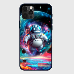 Чехол iPhone 12 Pro Max Astronaut Totoro in neon space - ai art fantasy