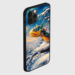 Чехол для iPhone 12 Pro Max Удивленная змея в зимнем лесу, цвет: 3D-черный — фото 2