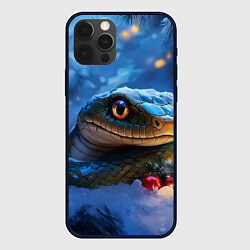 Чехол для iPhone 12 Pro Max Новогодняя змея и шарики, цвет: 3D-черный