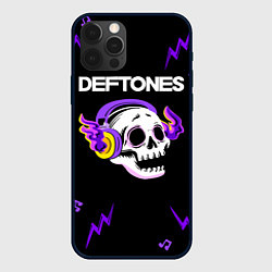 Чехол iPhone 12 Pro Max Deftones неоновый череп