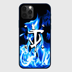 Чехол для iPhone 12 Pro Max Doom fire logo steel, цвет: 3D-черный