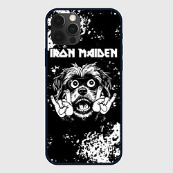 Чехол для iPhone 12 Pro Max Iron Maiden рок пес, цвет: 3D-черный