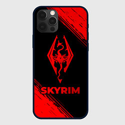 Чехол для iPhone 12 Pro Max Skyrim - red gradient, цвет: 3D-черный