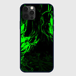 Чехол для iPhone 12 Pro Max Зелёная энергия на чёрном фоне, цвет: 3D-черный