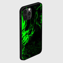 Чехол для iPhone 12 Pro Max Зелёная энергия на чёрном фоне, цвет: 3D-черный — фото 2