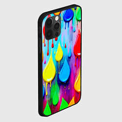 Чехол для iPhone 12 Pro Max Капли красок стекают по стене, цвет: 3D-черный — фото 2