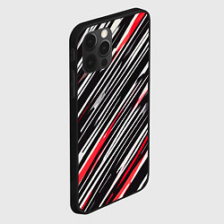 Чехол для iPhone 12 Pro Max Диагональные красно-белые полосы на чёрном фоне, цвет: 3D-черный — фото 2
