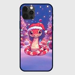 Чехол для iPhone 12 Pro Max Змея и яркие елки 2025, цвет: 3D-черный