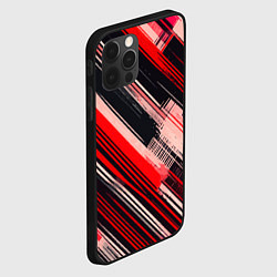 Чехол для iPhone 12 Pro Max Красные диагональные полосы на чёрном фоне, цвет: 3D-черный — фото 2