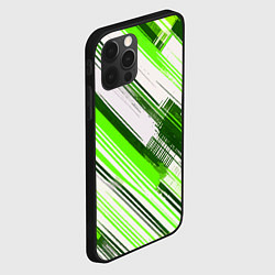 Чехол для iPhone 12 Pro Max Зелёные диагональные полосы на белом фоне, цвет: 3D-черный — фото 2