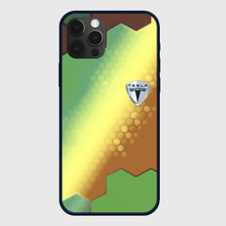 Чехол для iPhone 12 Pro Max Tesla hexagon, цвет: 3D-черный