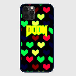 Чехол для iPhone 12 Pro Max Doom кислотные сердца, цвет: 3D-черный