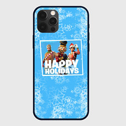 Чехол для iPhone 12 Pro Max Happy Holidays - Fortnite Ginger Gunner и Щелкунчи, цвет: 3D-черный