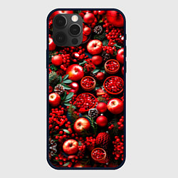 Чехол для iPhone 12 Pro Max Рождественские ягоды и фрукты, цвет: 3D-черный