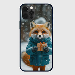Чехол iPhone 12 Pro Max Лисица держит подарок