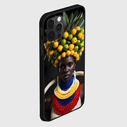Чехол для iPhone 12 Pro Max Африканка с фруктами, цвет: 3D-черный — фото 2