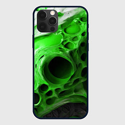 Чехол iPhone 12 Pro Max Зелёно-белая абстрактная структура