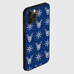Чехол для iPhone 12 Pro Max Вязаный зимний узор с оленями и снежинками, цвет: 3D-черный — фото 2