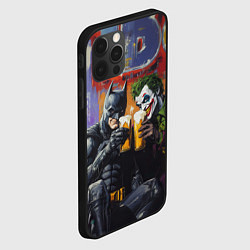 Чехол для iPhone 12 Pro Max Джокер и Бэтмен пьют пиво, цвет: 3D-черный — фото 2