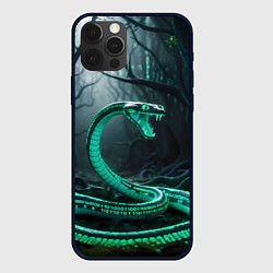Чехол для iPhone 12 Pro Max Змея в неоновом лесу, цвет: 3D-черный